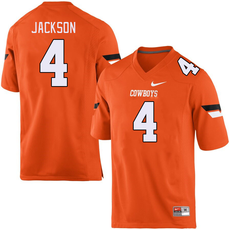 Men #4 Deondre Jackson Oklahoma State Cowboys College Football Jerseys Stitched-Orange - Click Image to Close